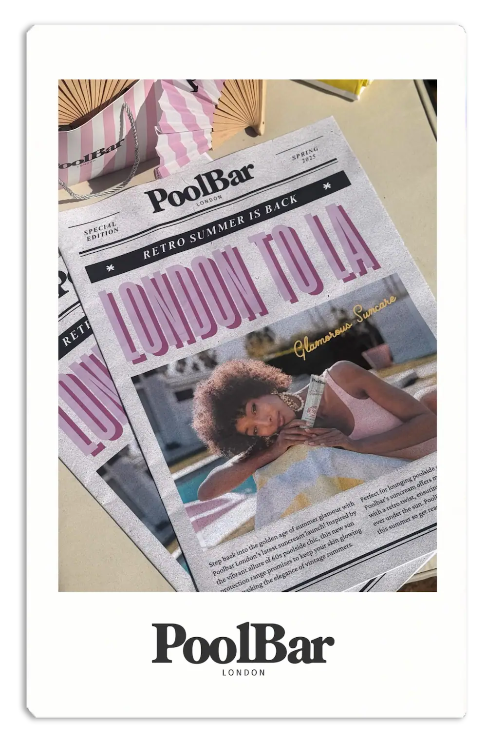 poolbar london to la newspaper polaroid